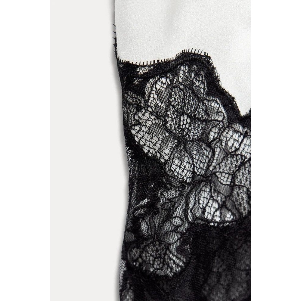 ZARA WOMAN SS24 WHITE LACE SATIN EFFECT DRESS ZW COLLECTION SIZE LARGE 8385/789 - Picture 5 of 16